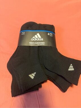 adidas Black Men’s Cushioned Ankle Socks - 6 Pack